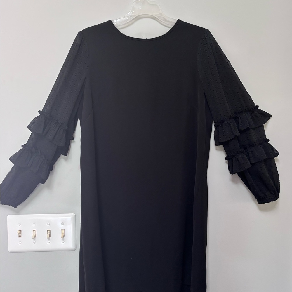Elegant Black Ruffle Sleeve Dress